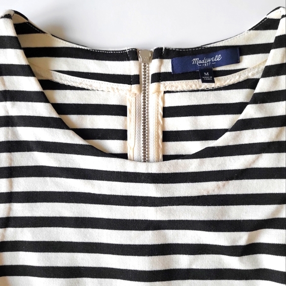 Madewell Black White Stripe Sleeveless A-Line Dress Size M - Picture 6 of 9